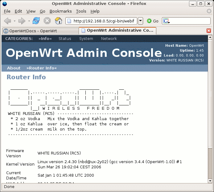 OpenWRT Web Console